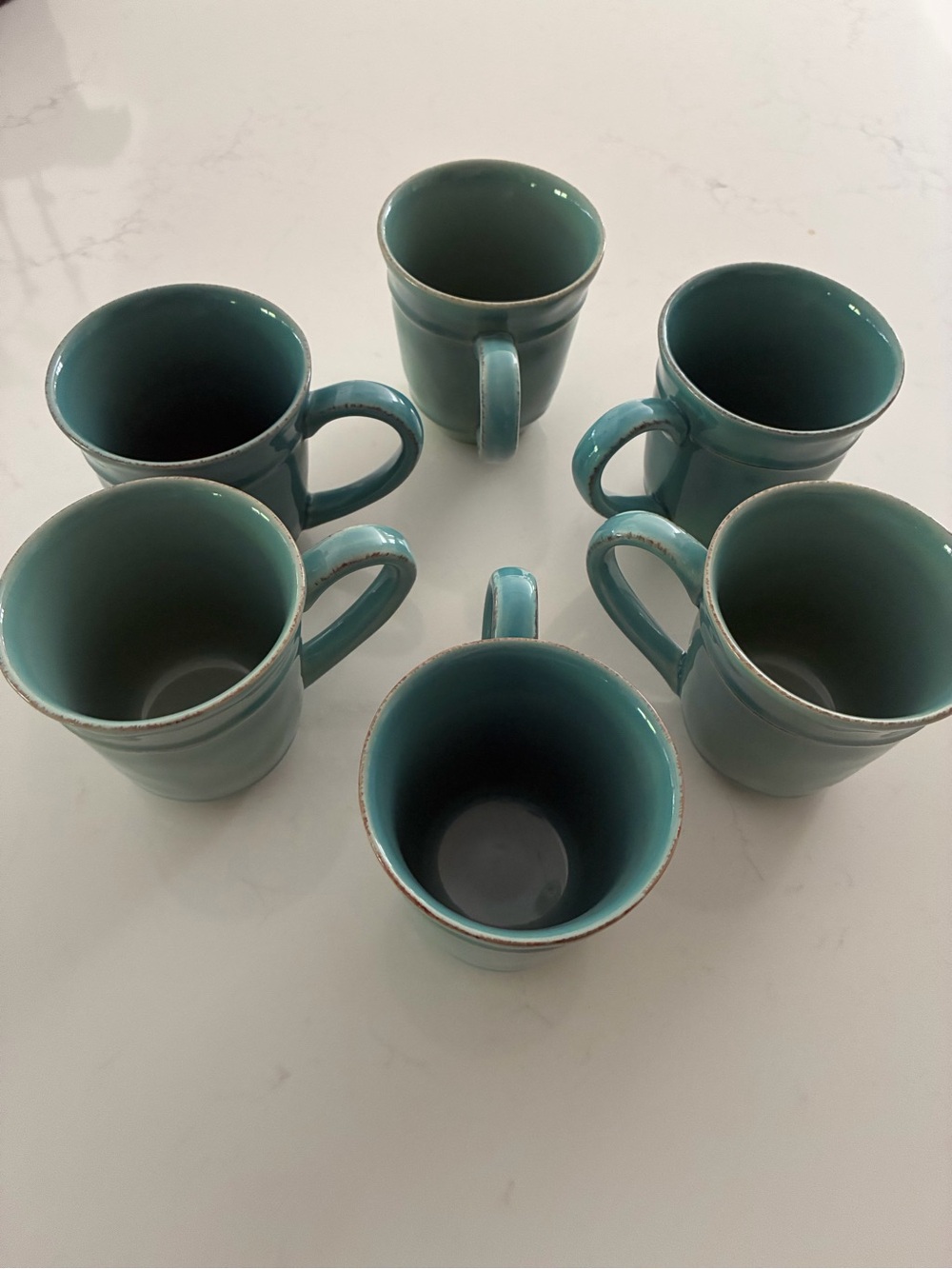 Turquoise Ceramic Coffee Mugs PotteryBarn - Set of 6